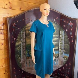 Mossimo Stretch Knit Blue Sheath Dress Large